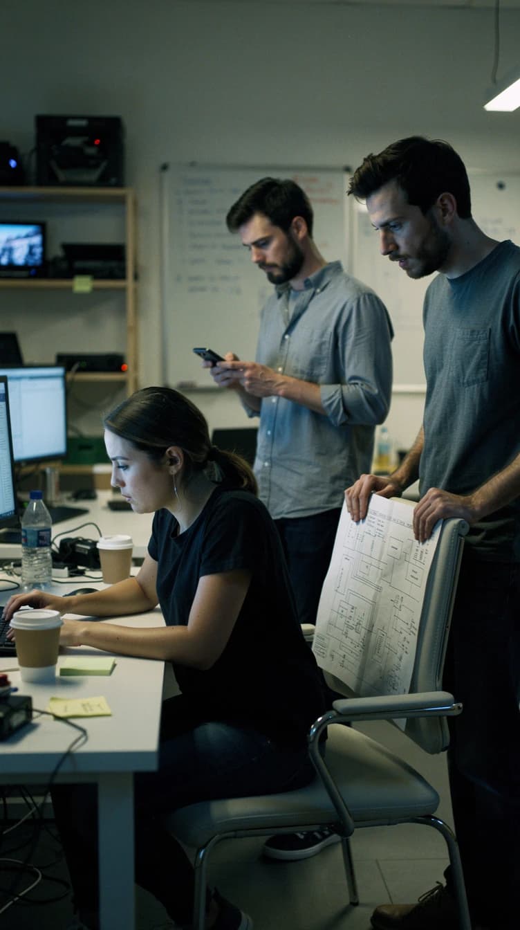 A software team at work in a shared studio
